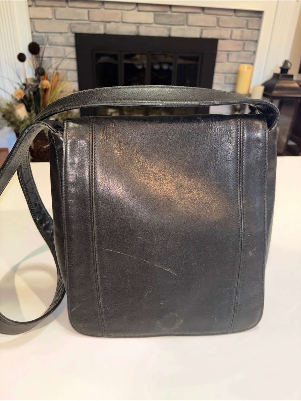 Vintage Coach Lexington Black Leather Crossbody Shoulder Bag w. FLAWS